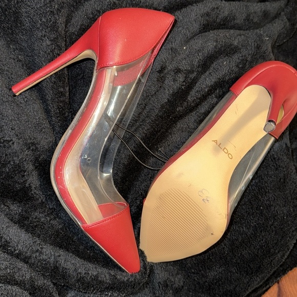 Aldo Red and Clear Sided Stiletto Style Heels Ladies Size 8 US women’s New* - Picture 8 of 9